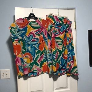 Liz Claiborne silk tropical dress set